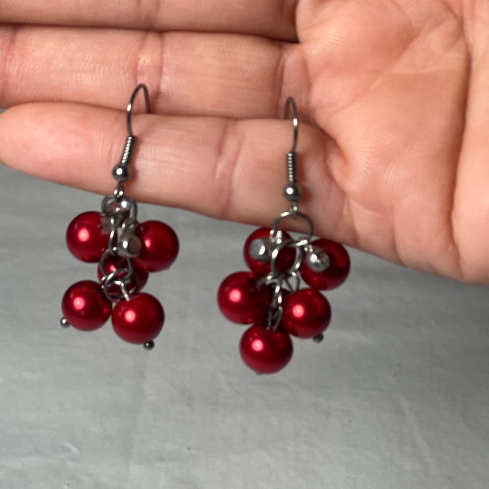 Elegant Red Beaded Earrings